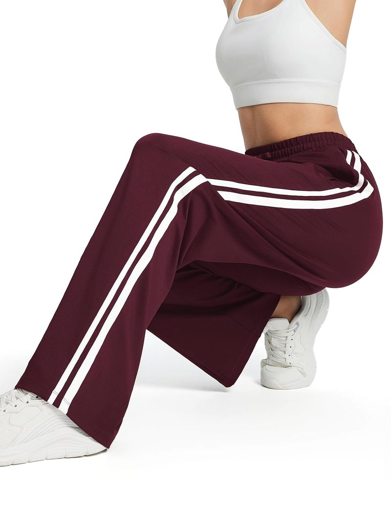 Tapata Women's 34" Inseam Tall Track Pants Loose Straight Leg Jogging Sweatpants Warm-Up Sports Athletic Running, Burgundy, XL