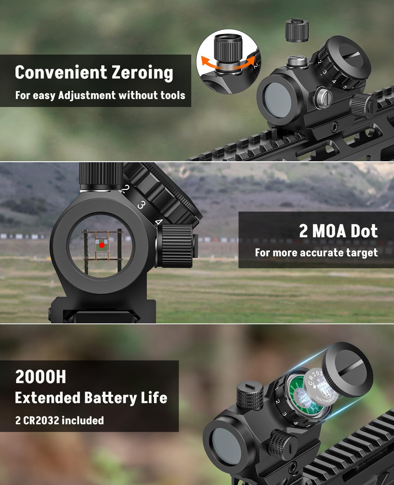 MidTen Motion Awake Red Dot Sight, 2 MOA Red Dot Optics, IPX7 Waterproof & Fogproof,1x20mm Compact Red Dot Scope for 21mm Picatinny Rail with Lower 1/3 Co-Witness Riser