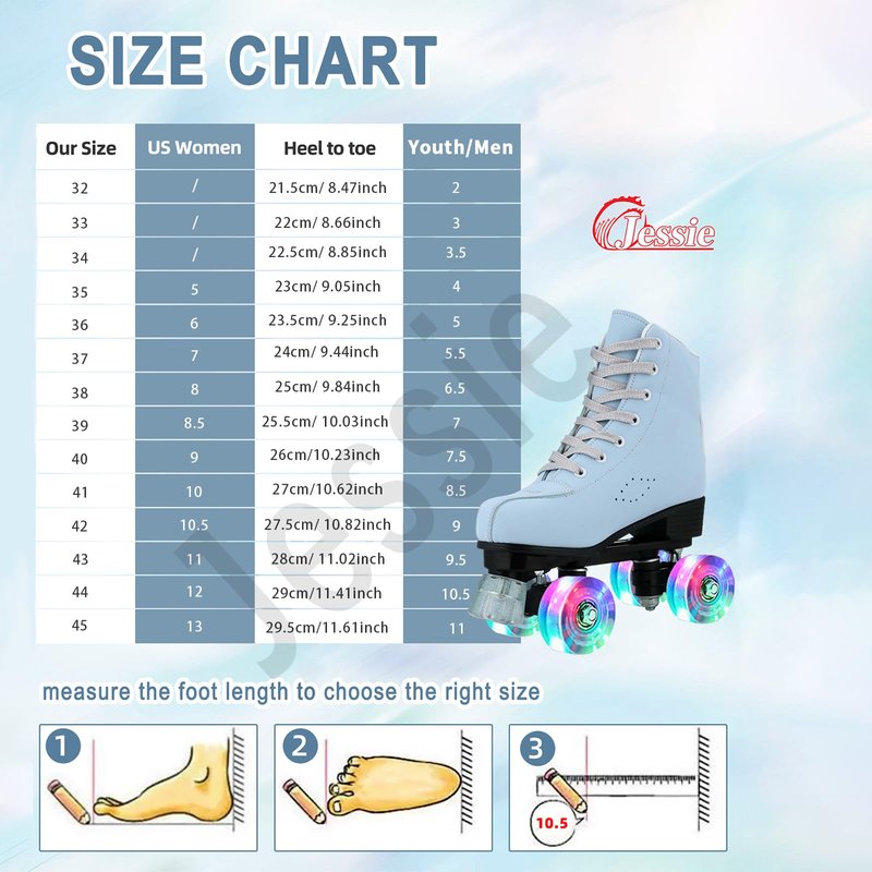 Jessie Women's Frosted Toddler Holographic Roller Skates for Girls & Adults, Indoor & Outdoor
