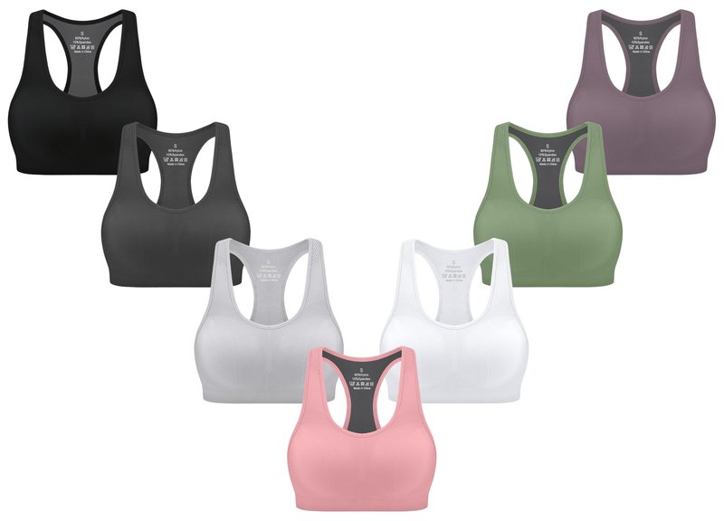 MIRITY Women Racerback Sports Bras - High Impact Workout Gym Activewear Bra Pack of 7