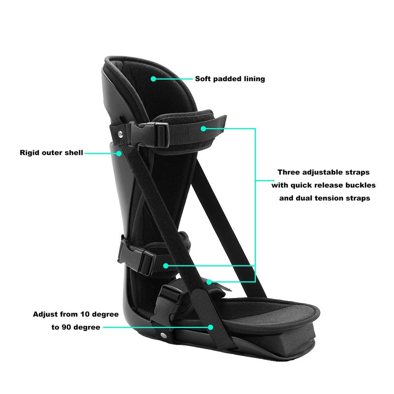 honarry Plantar Fasciitis Night Splint, Adjustable Foot Brace for Pain Relief, Achilles Tendonitis Night Splint(Black Shell and Black lining L)