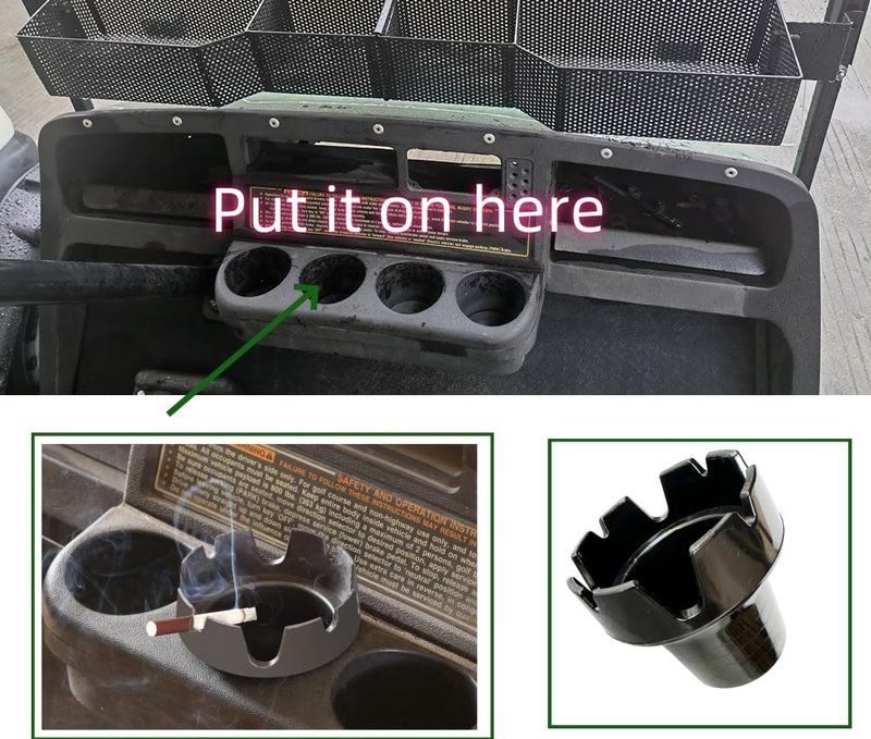 Golf Cart Cigar Ashtray | Universal Cup Holder Cigarette Cigar Ashtray Fit on Club Car EZGO Yamaha Golf Cart (1 Piece)