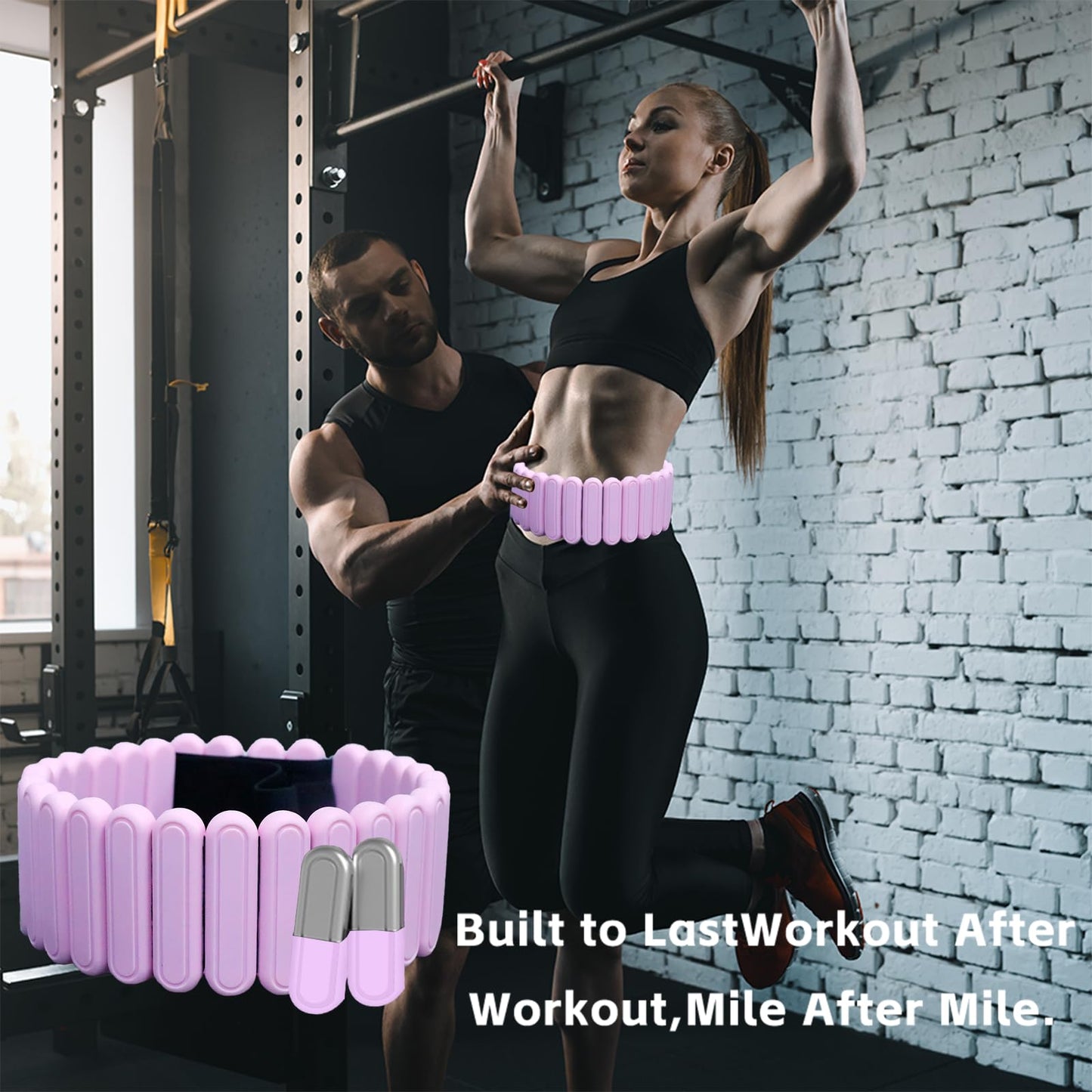 BBK Up to 5 LBS Adjustable Weighted Belt For Women and Men, Weighted Walking Exercise Belt for Gym, Strength Training, Wrist & Ankle (Pink)