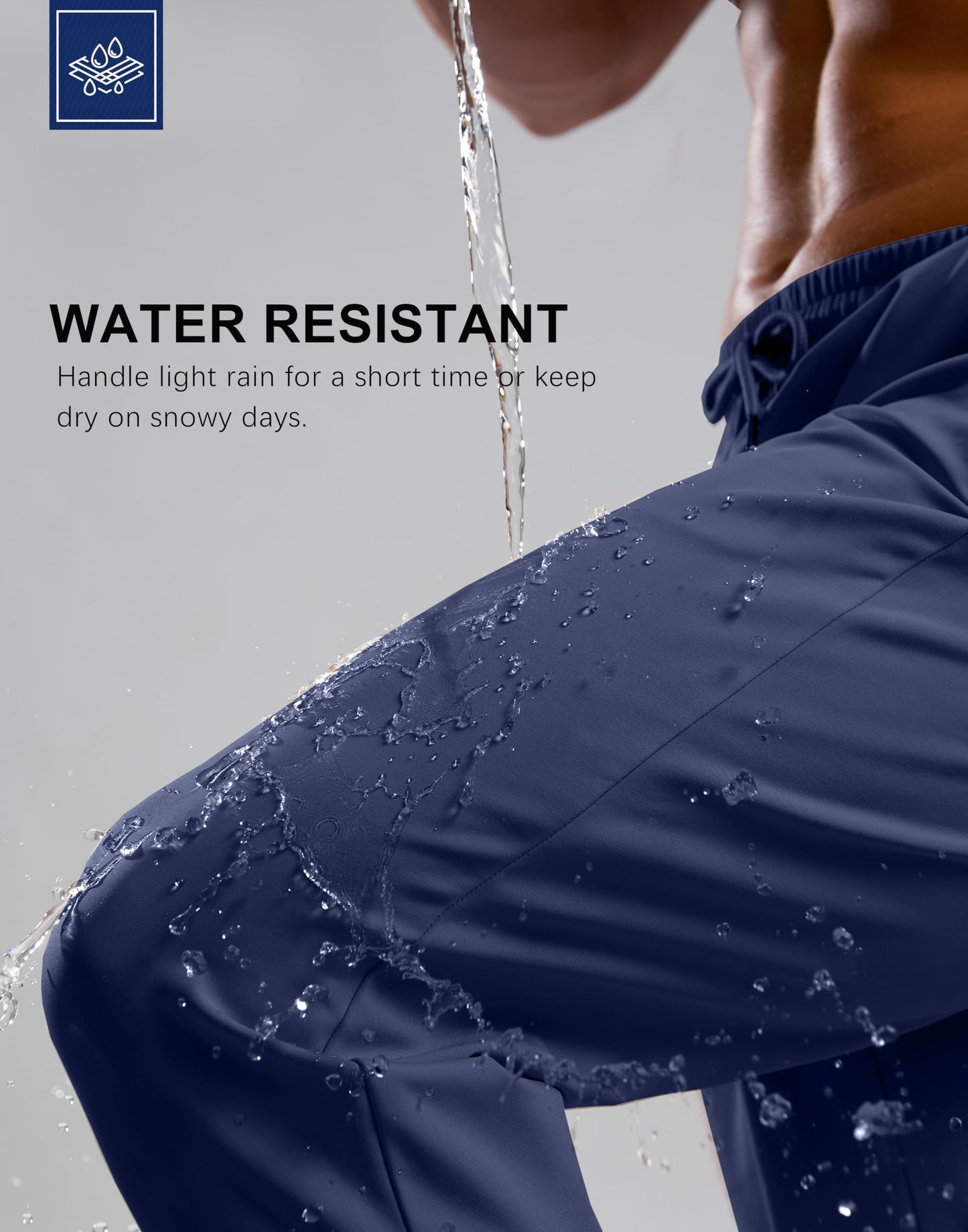 G Gradual Men's Fleece Joggers with Zipper Pockets Winter Warm Pants Water Resistant Athletic Workout Gym Sweatpants for Men(Navy,L)