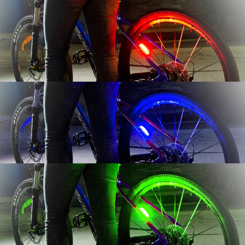 Bike Tail Light USB Rechargeable-Super Bright LED Bicycle Rear Light with Red/Blue/Green Color Waterproof Taillight for Cycling Safety (Red/Blue/Green)