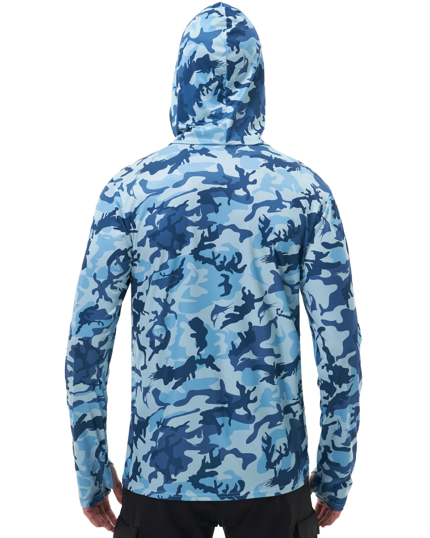 FISHEAL Men's Performance Fishing Hoodie Shirt - UPF 50+ Sun Protection Long Sleeve Thumbholes Shirts with Neck Gaiter