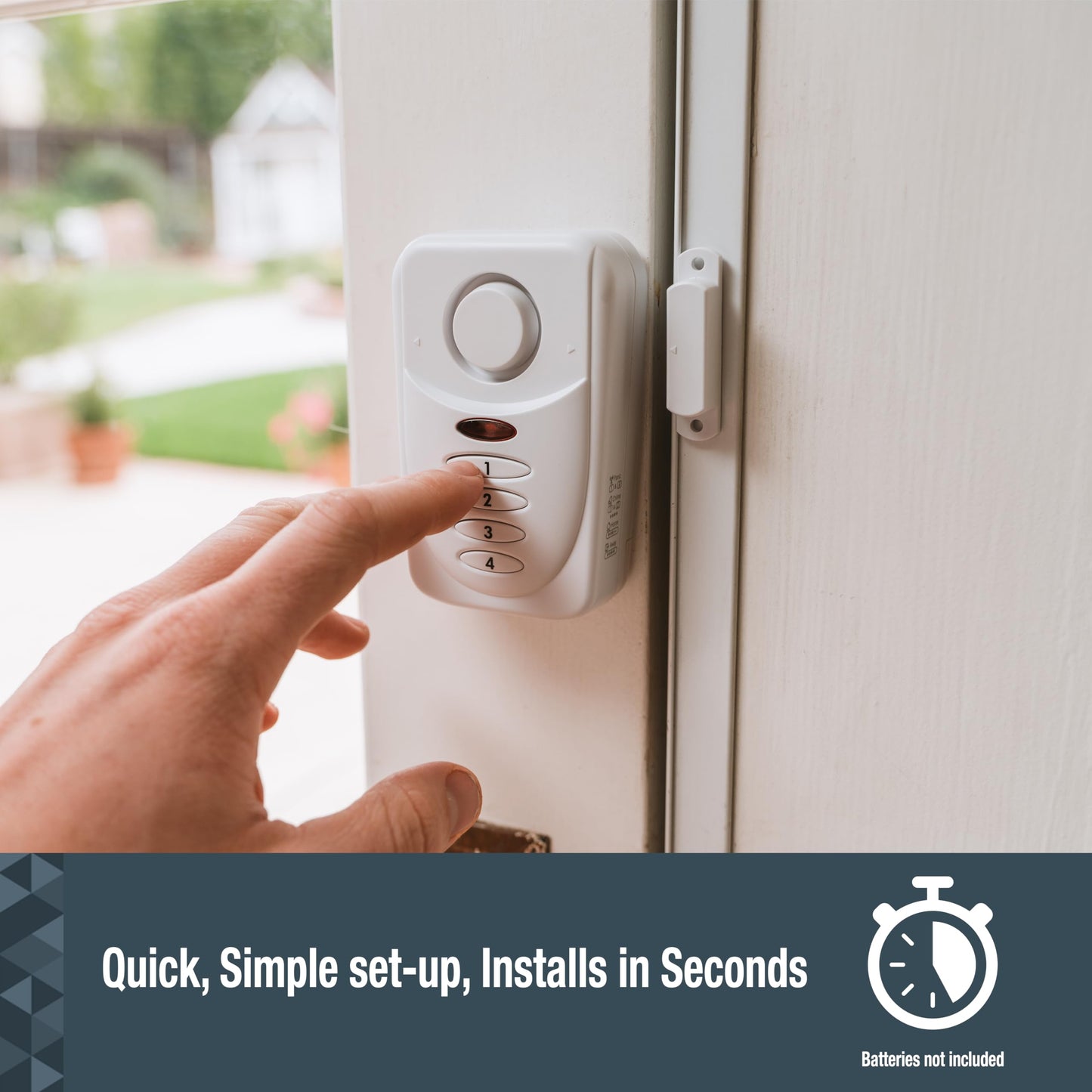Sabre Elite Wireless Door Alarm with Exit/Entry Delay Mode, Home Mode & Keypad, Deters Intruders w/ 120dB Alarm Heard Up to 1,500 ft, Versatile Settings, Works on Both Left & Right Side Opening Doors