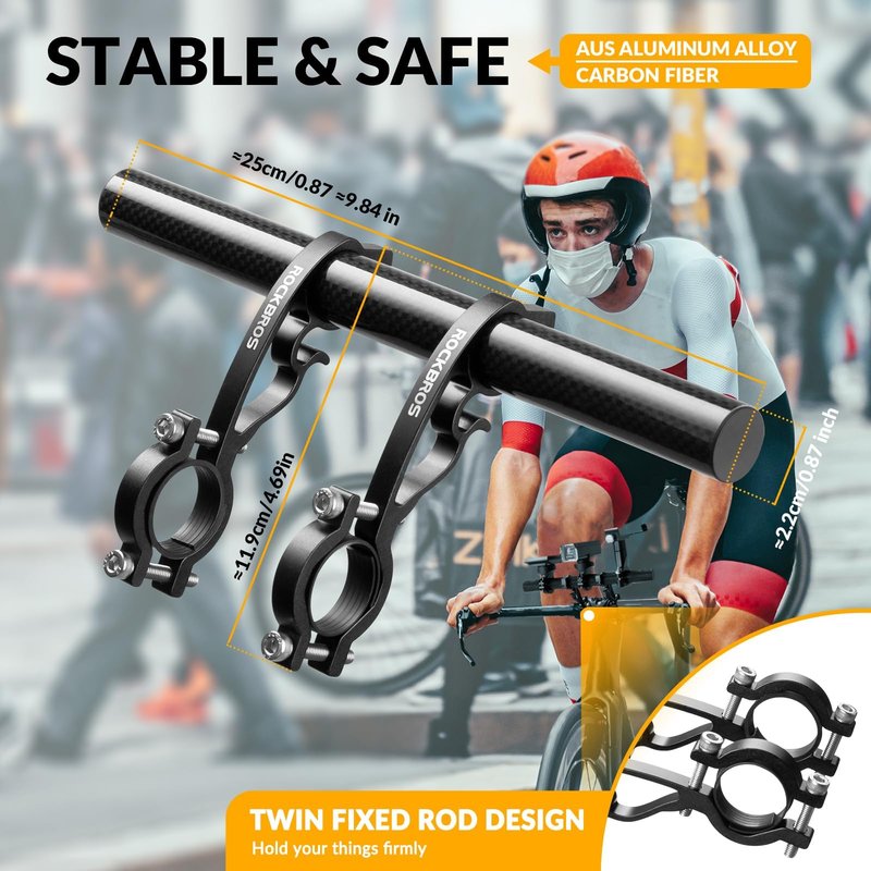 ROCKBROS Bike Handlebar Extender Double Bike Handlebar Bracket Bicycle Handlebar Extension Lightweight Durable for Holding Bicycle Speedometer, GPS, Phone Mount Holder,1Pcs