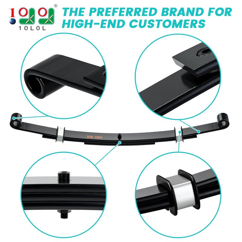 10L0L Golf Cart Heavy Duty 3 Leaf Spring Kit for EZGO TXT Medalist 1995-2013, Complete Set with Bushings, Sleeves & U-Bolts, Replaces 70506-G01, 74135-G01, 74207-G01, 74207-G03 (2-Pack Springs)