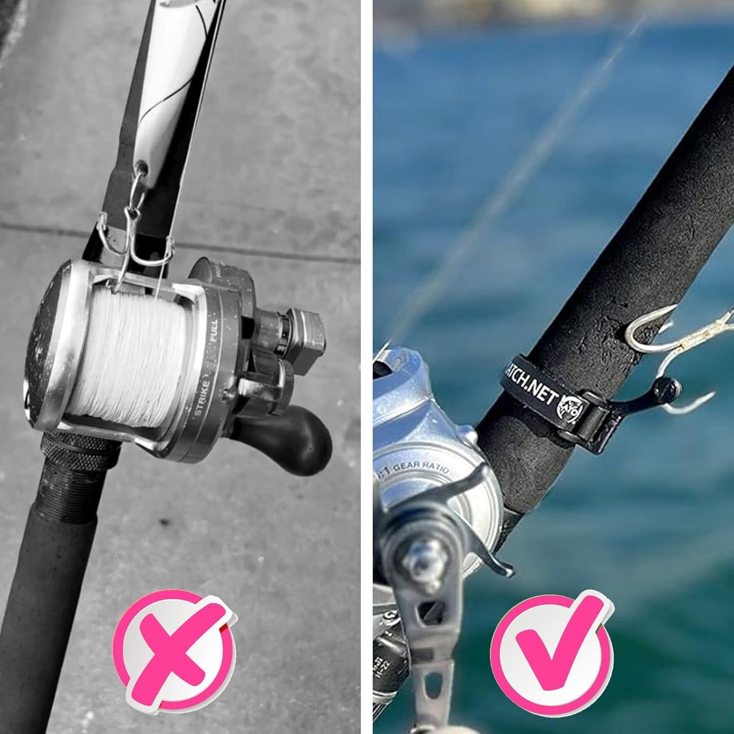 KATCH Fishing Rod Hook Keeper - Secure Lure & Accessory Holder | Regular & Mini Sizes (Black)
