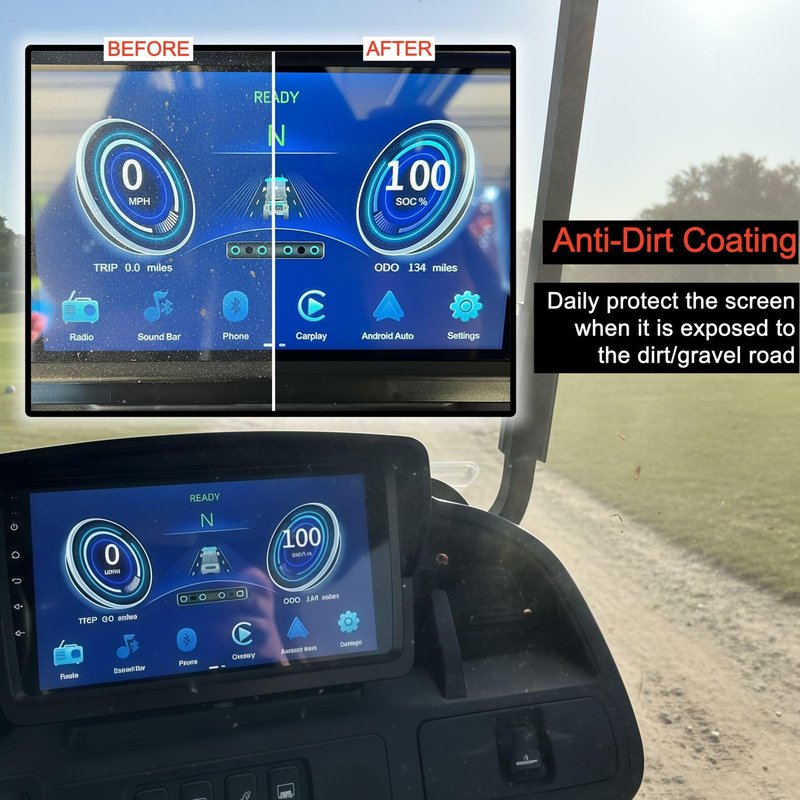 Eoho 9 Inch Golf Cart Screen Protector for EV Touchscreen Left Side Button, Tempered Glass Screen Cover Protector Anti Gravel Glare, Ev Golf Cart Accessories Protective Film(HD, 2 Pack)