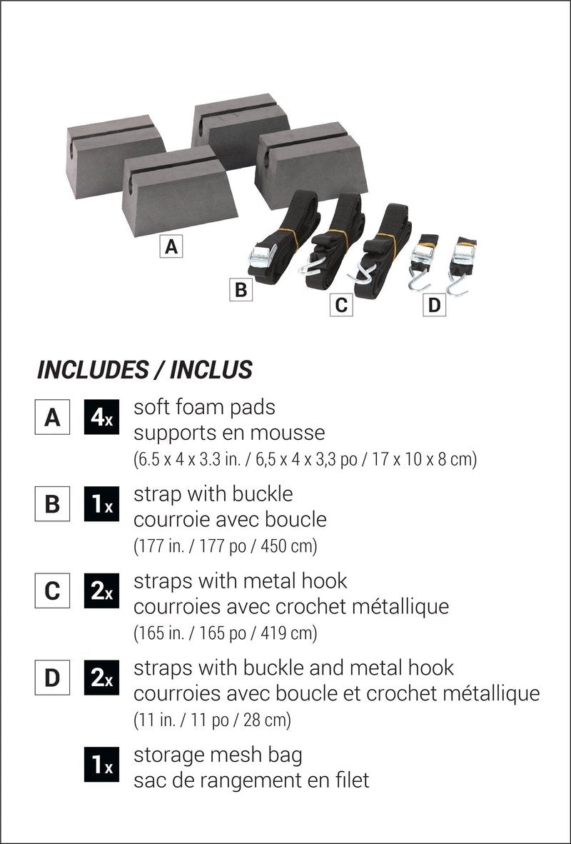Pelican Universal Canoe Car Top Roof Carrier Kit - Fits Vehicles - Heavy Duty and Safe - One Size - Charcoal/Black