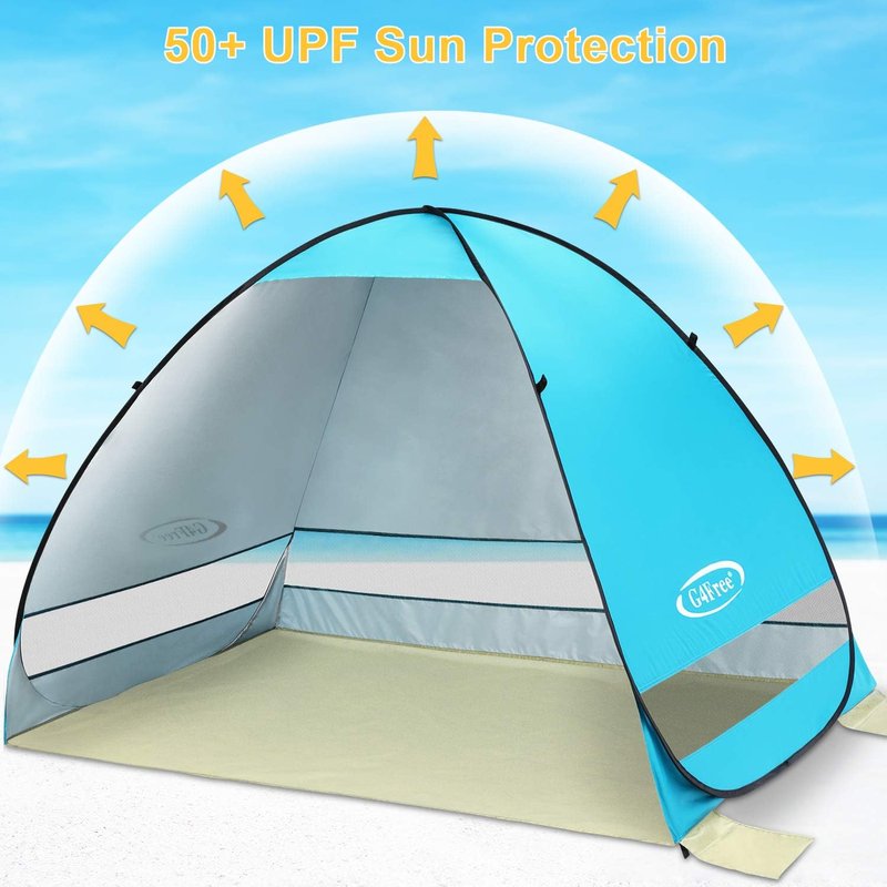 Large Pop-Up Beach Tent for 3-4 People - UPF 50+ Automatic Sun Shelter & Portable Outdoor Canopy