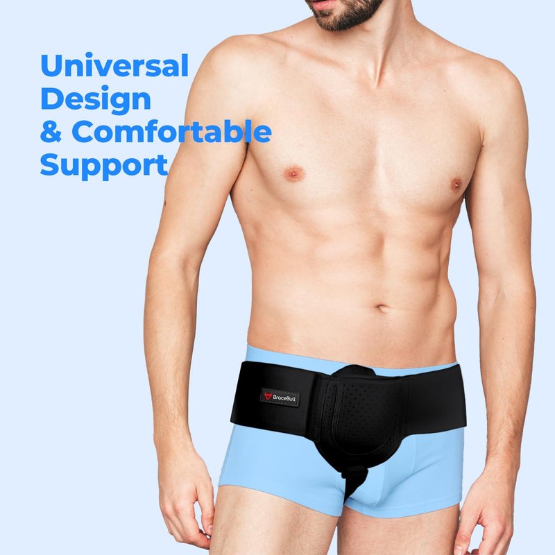 Hernia Belts for Men & Women, Adjustable Inguinal Hernia Belt for Men with Pad Support, Post-Surgery Recovery Truss, Universal Abdominal Strap Guard for Left or Right Side (Medium, Black)