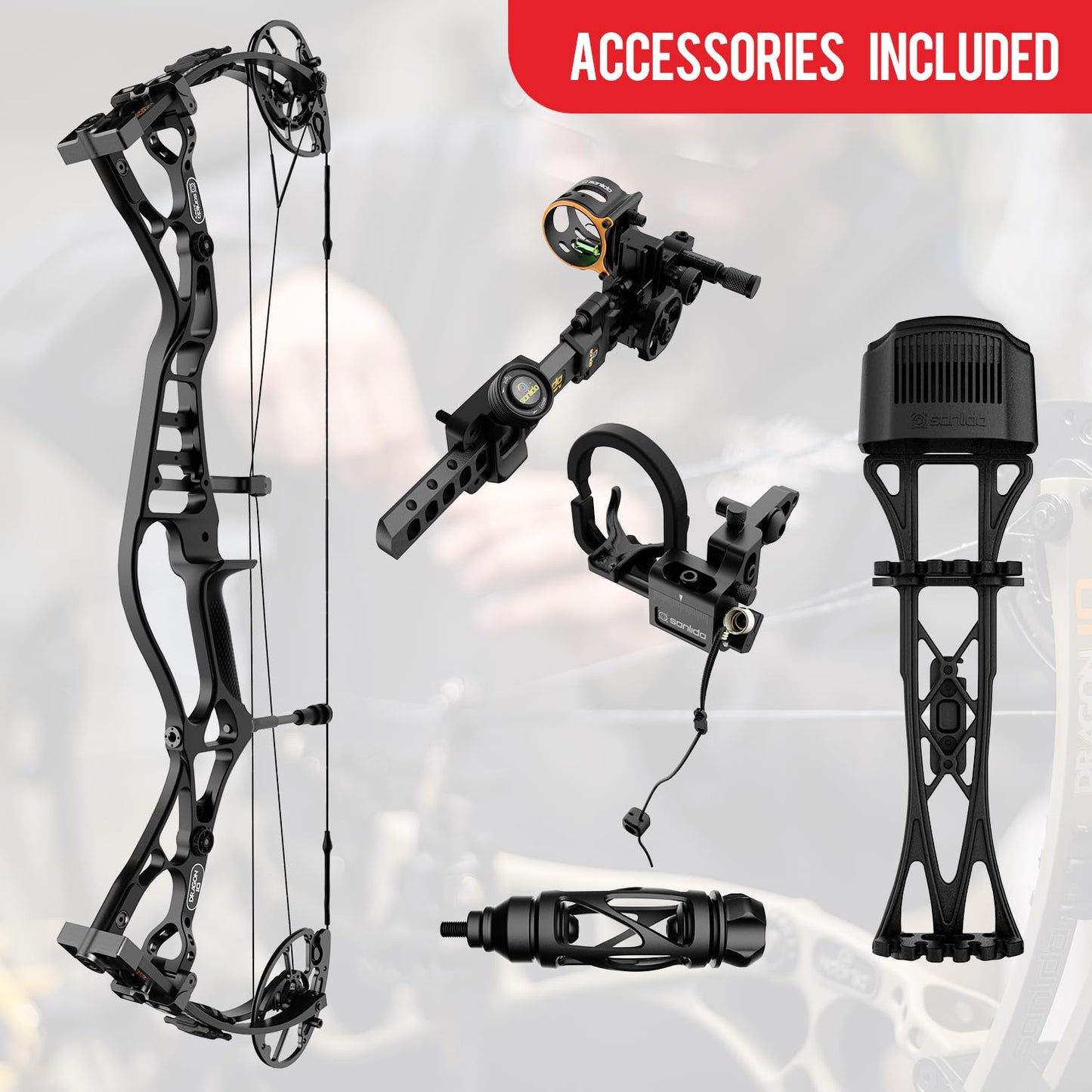 Sanlida 2024 Dragon 10 Flagship Top of The Line Hunting Compound Bow Kit for Adults and Advanced Archers, IBO Speed 340 FPS, Limited Life-time Warranty (Large Cam(30"-32"), Black, 60-70#)