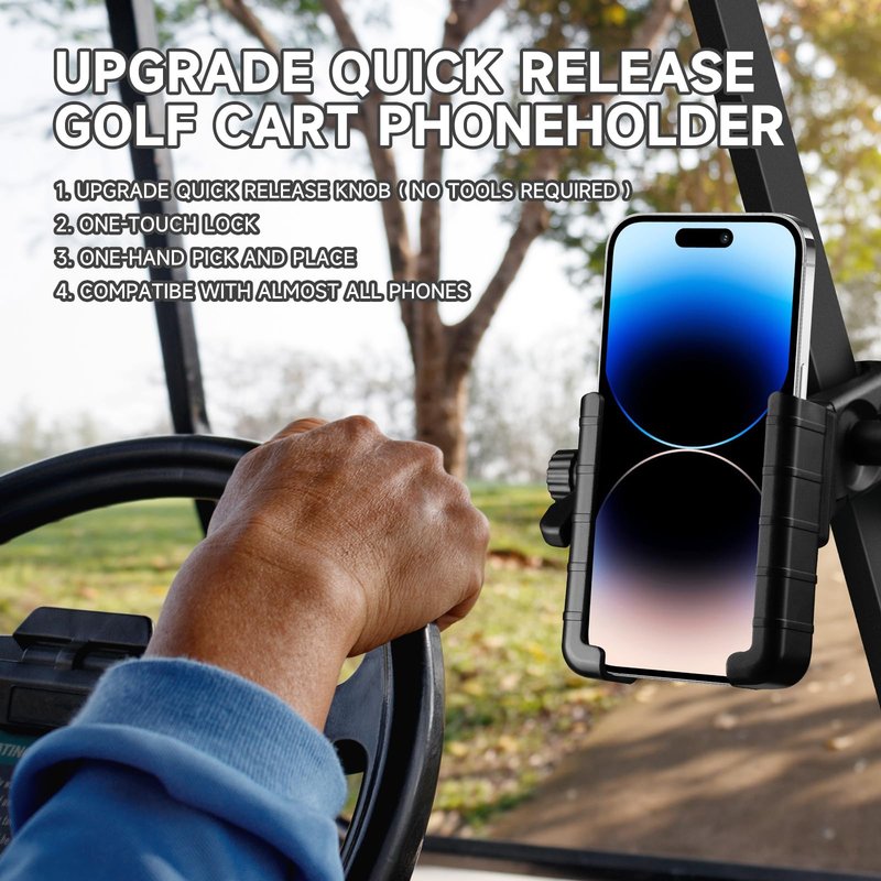 Easy Golf Cart Phone Holder Mount Compatible with EZGO for Club Car for Yamaha Golf Cart Accessories,Universal Phone Holder Compatible with iPhone for Galaxy and Smartphones Golf Cart Accessories