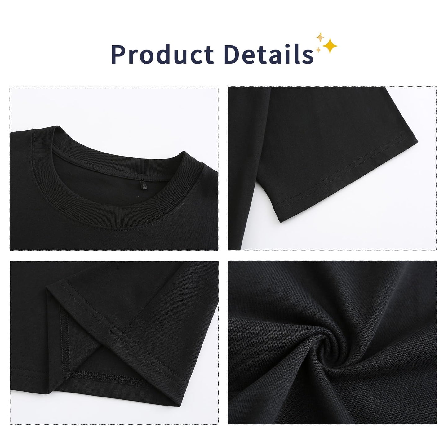 3 Pack Mens Oversized T-Shirts Fashion Loose Fit Crewneck Tshirt Streetwear Heavyweight Short Sleeve Tee Shirt Gym Workout Tops(WTBGBK,L)