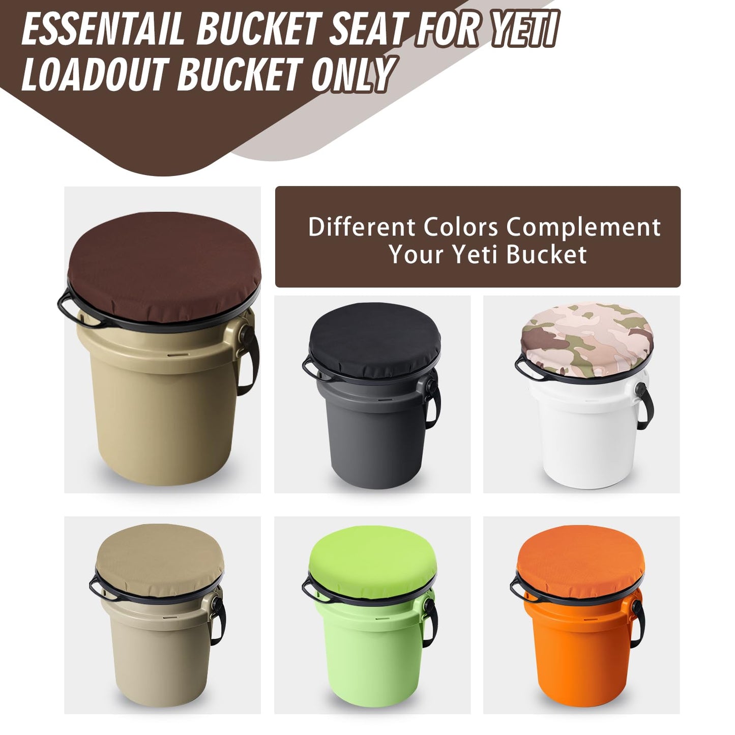 Ironraw 5 Gallon Bucket Seat for Yeti Only, 360 Degree Swivel Load Out Bucket Seat, 5 Gal Foam Cushion Bucket Seats Lid with Padded Top for Hunting Fishing Camping Outdoor
