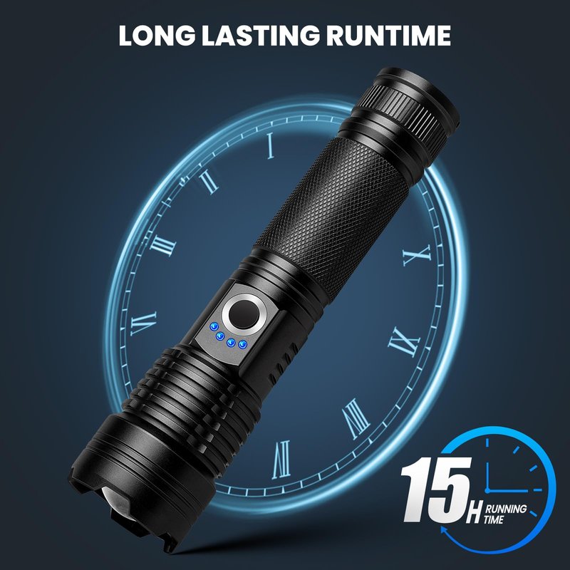 ALSTU 4 Packs Flashlight Rechargeable, 990,000 High Lumens Bright Flash Light, 5 Modes Adjustable Linternas, Powerful Handheld LED Flashlights for Home Camping