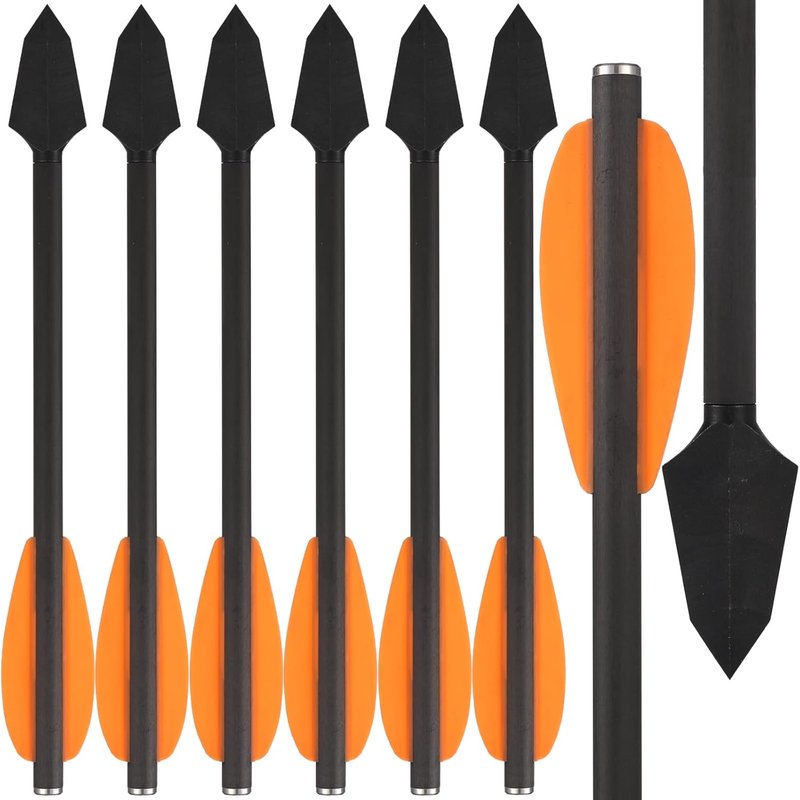 Mini Crossbow Arrows - 6.3" Carbon Pistol Bolts with Broadhead Tips | Perfect for 50-110lbs Crossbows