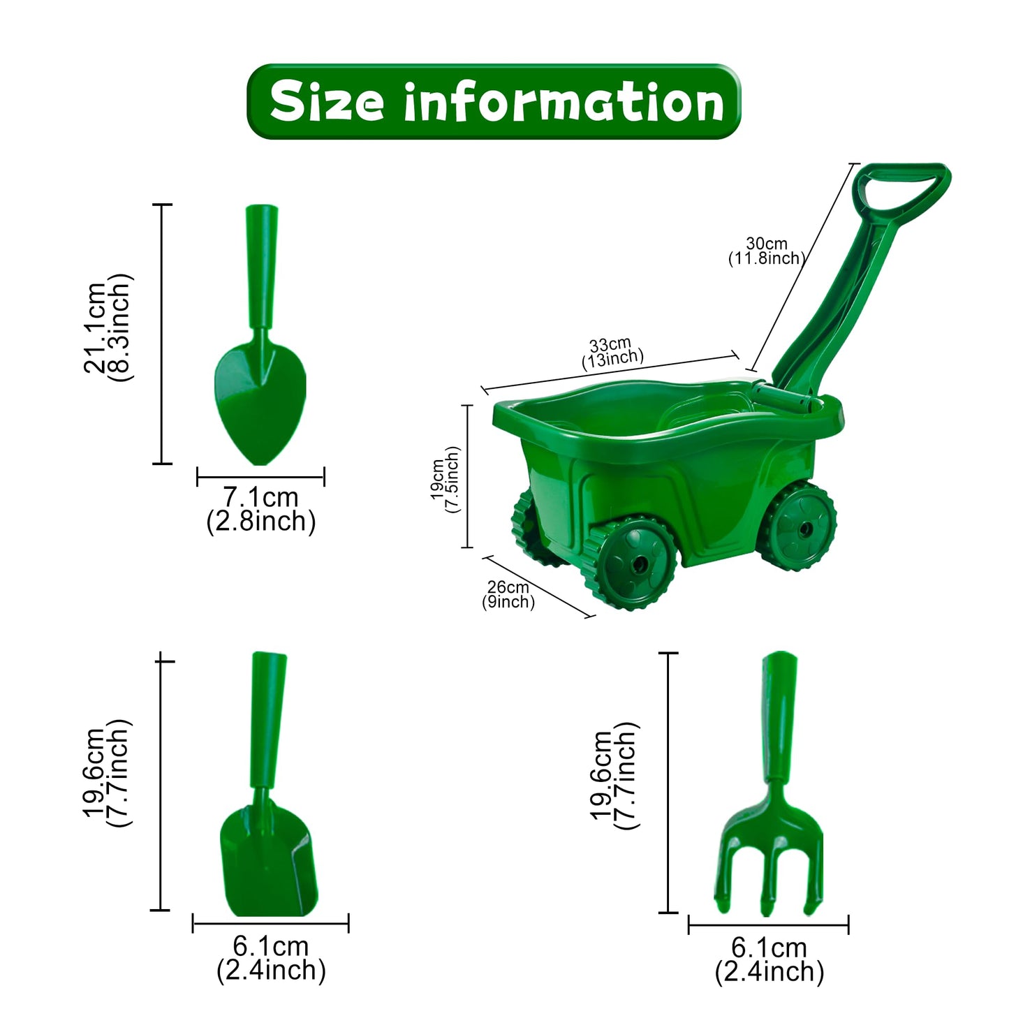 Kids Gardening Tools with Outdoor Yard Wheelbarrow Set Toys, Ages 3+