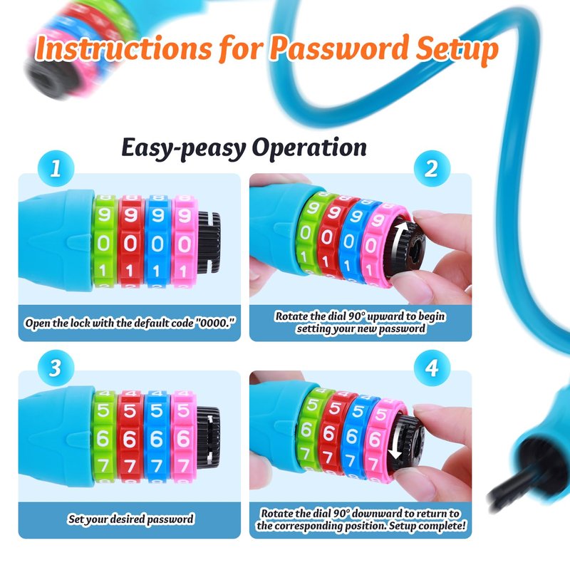 Sportneer Cable Lock: 4 Digit Resettable Combination High Security Bike Locks Heavy Duty Anti Theft - 25.6inch Long Colorful & Keyless Bicycle Lock for Kid‘s Bike-Pink