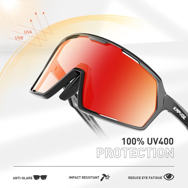 KAPVOE Photochromic Cycling Glasses Sports Sunglasses for Men Women UV400 Protection Bicycle MTB Mountain Bike Sunglasses