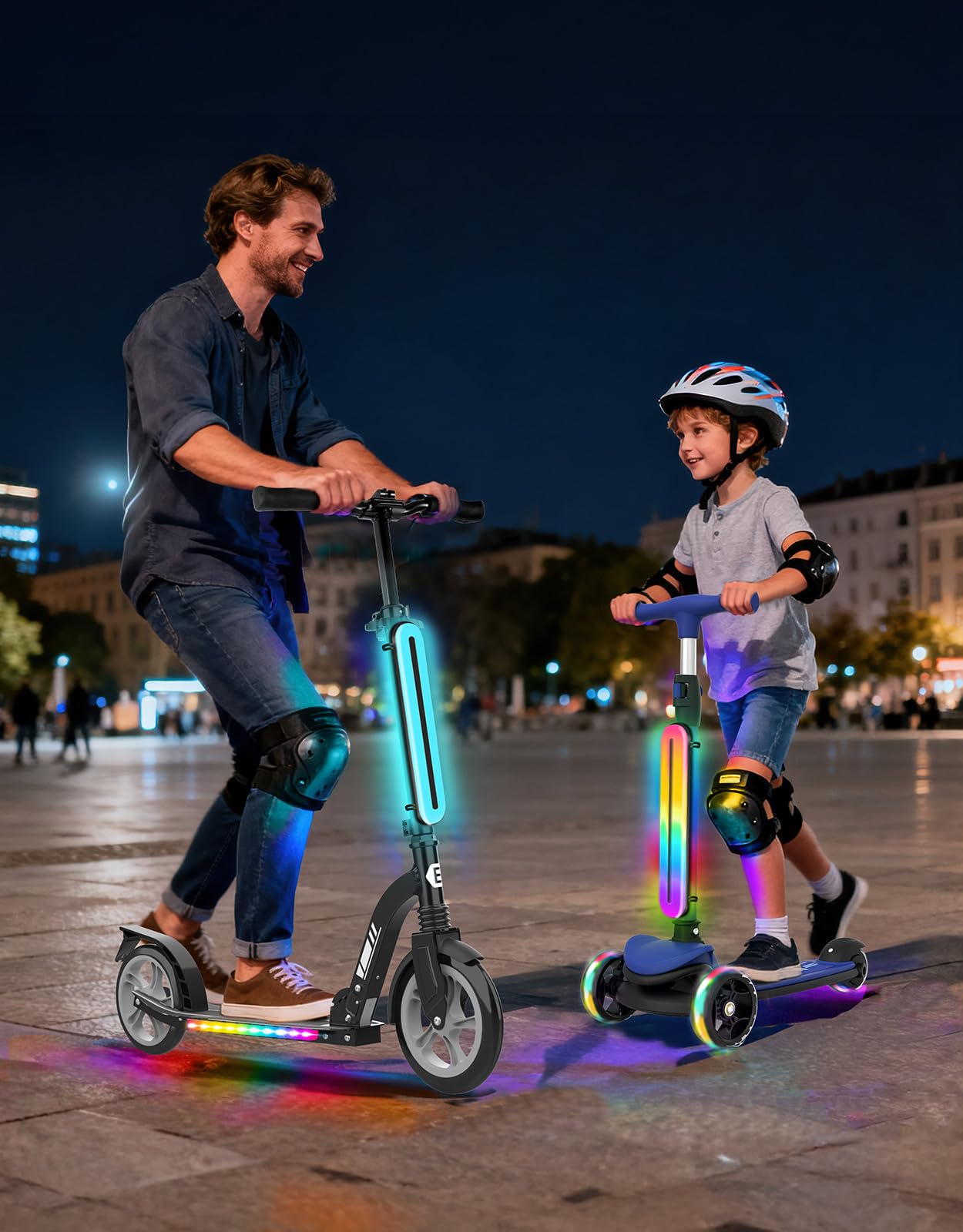 BELEEV LED Scooter Frame Light for Night Riding, 11 Flashing Effects, Battery Powered, Fits for Bicycles Electric Kick Scooters, Cool Bike Accessory for Adult, Kids & Teens, Ideal for Riding Camping