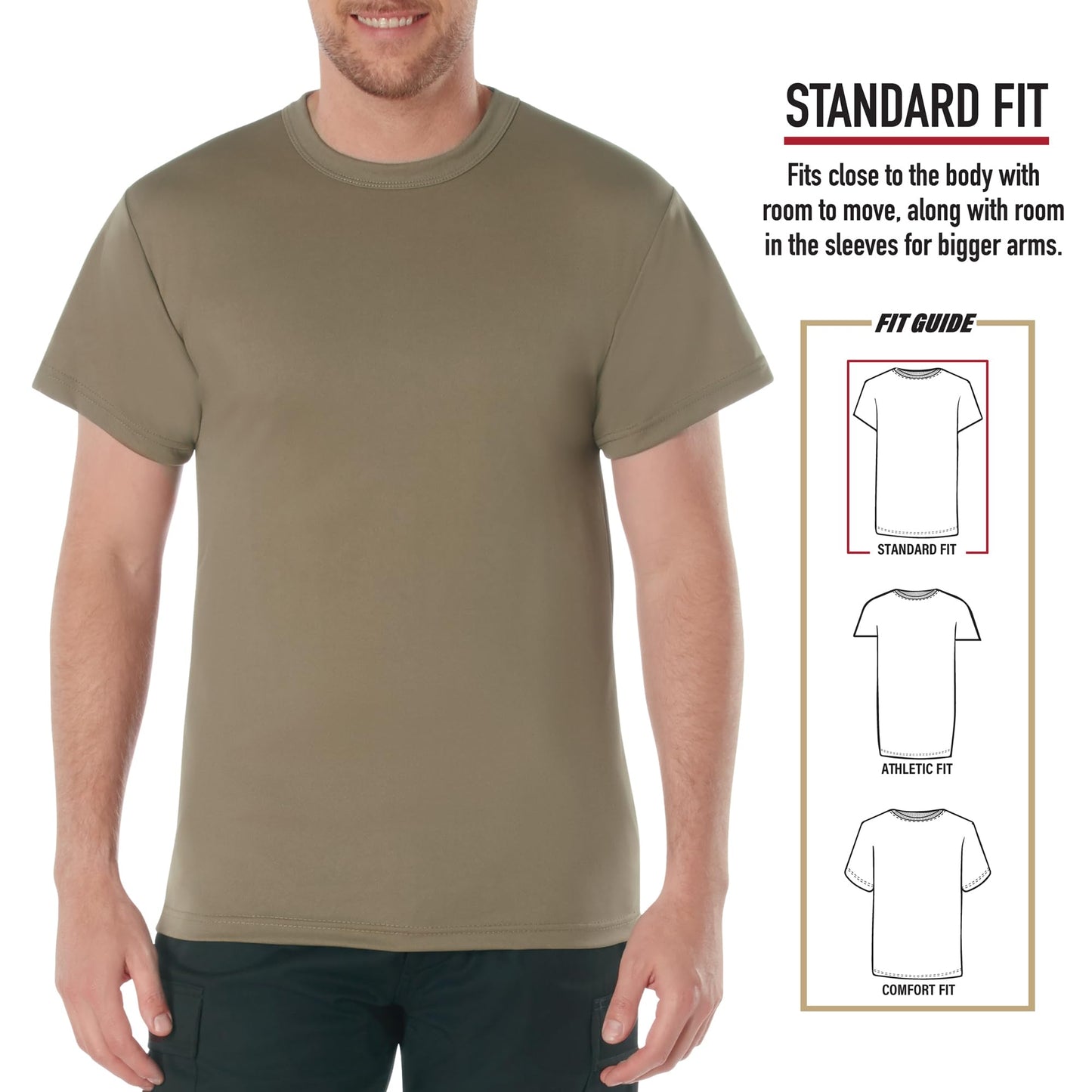 Rothco Quick Dry Moisture Wicking T-Shirt – Performance Gym Workout Tee Shirt, Desert Tan, 2XL