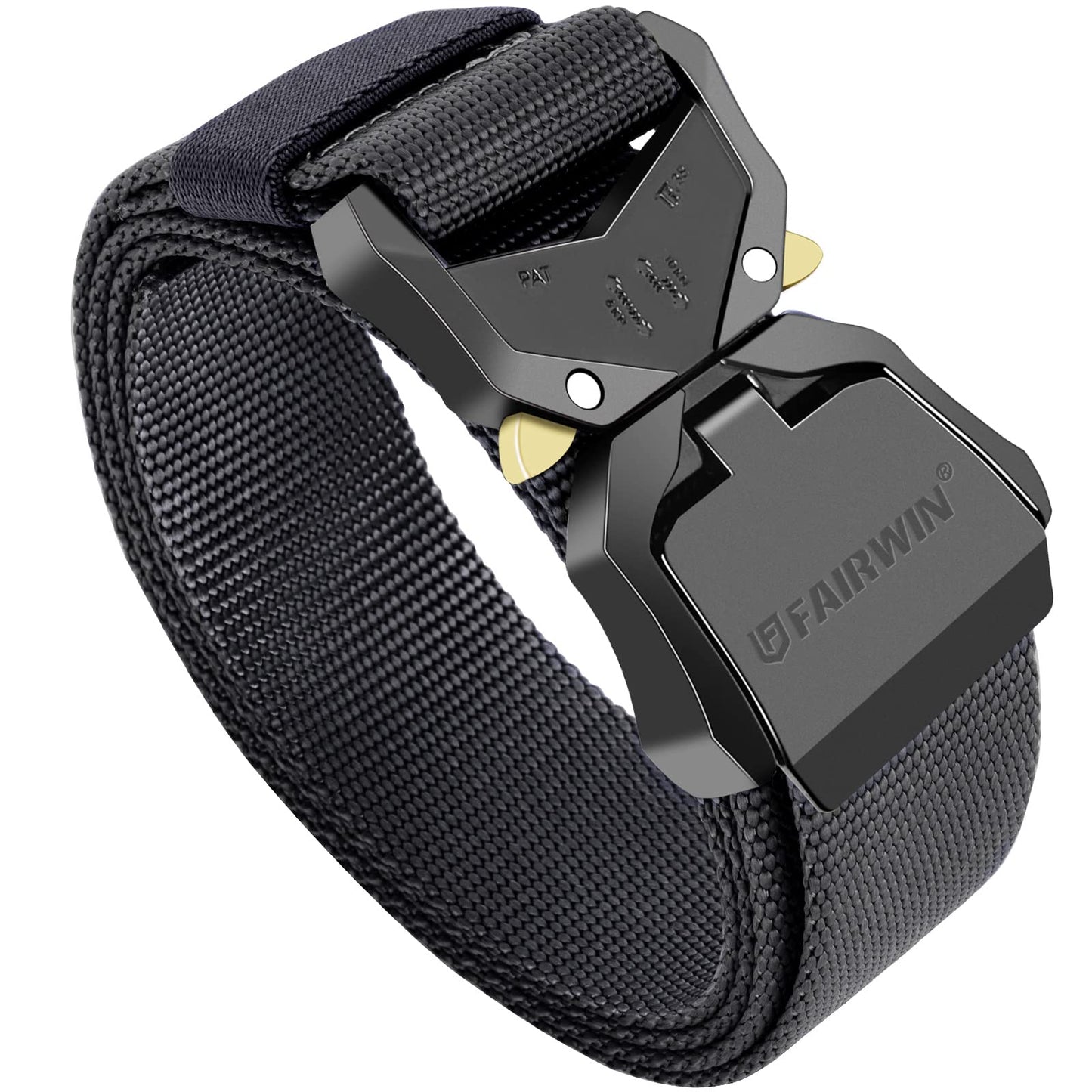 FAIRWIN Tactical Belt for Men, 1.5 Inch Tactical Belts for Men, Casual Men's Belt, Nylon Web Work Belt with Heavy Duty Buckle(Black, L)