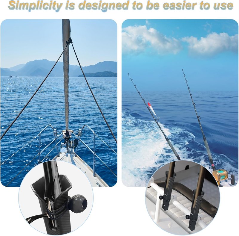 Fishing Rod Holders - 4 Pack Side-Mount Fishing Pole Racks with Screws for Boat Use