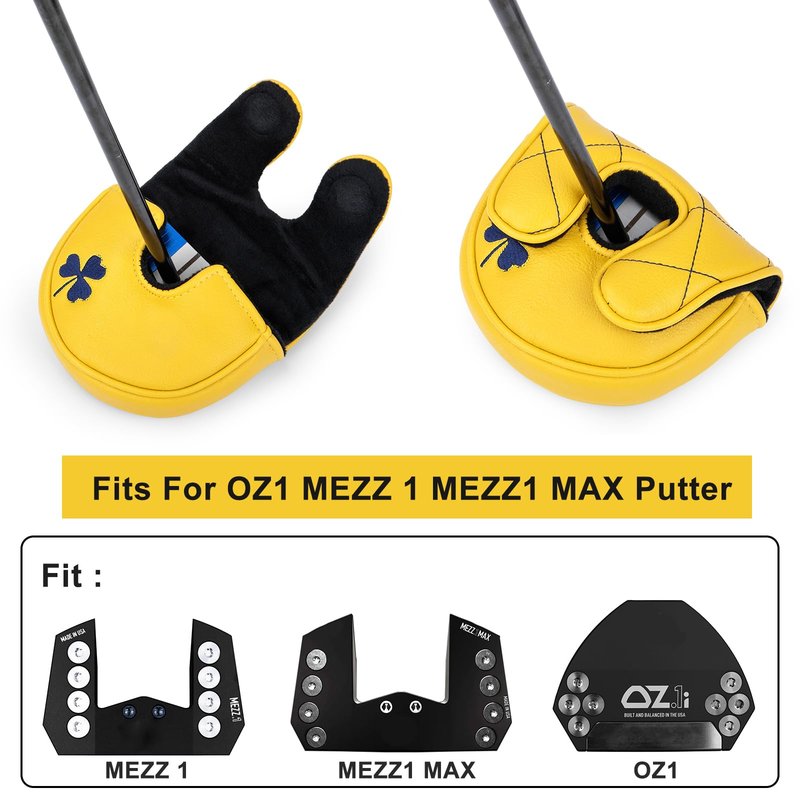 Golf Headcovers Play Like A Champion Today Golf Club Head Covers Advanced Embroidery Premium Leather Driver Headcovers Fairway Covers Hybrid Cover Mallet Putter for OZ1(for OZ1 Mallet Putter(1pcs))