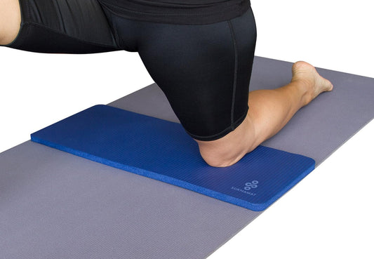 SukhaMat Yoga Knee Pad - NEW! 15mm (5/8") Thick - The best yoga knee pad for a pain free practice. Cushions pressure points. Complements your full-size yoga mat. (Dark Blue)