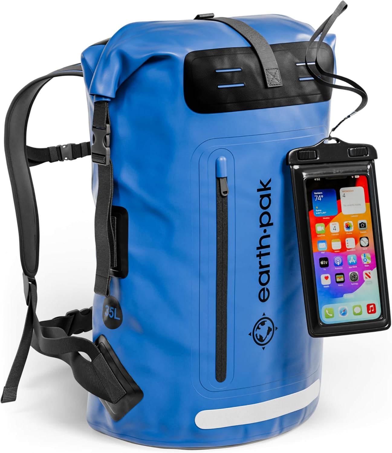 Waterproof Backpack for Hiking - Heavy Duty Roll-Top Closure | Cushioned Dry Bag & Phone Case Included