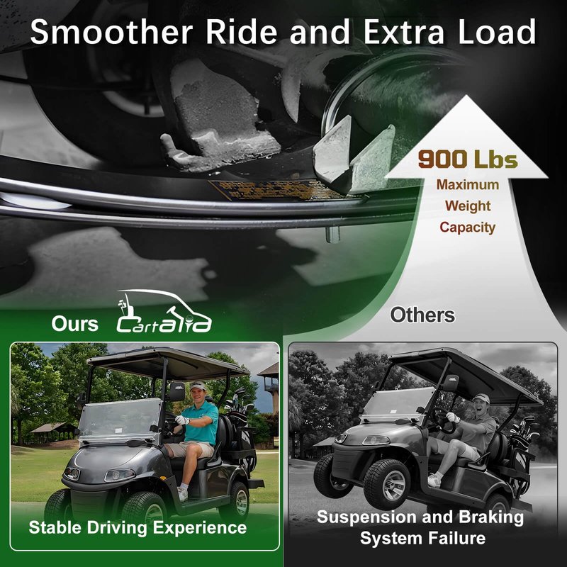 Cartalia Upgraded Heavy Duty Rear 2-Leaf Springs Kit for EZGO RXV 2008-Up Gas & Electric Golf Cart Suspension Replaces OEM 603498 604494, Includes Bushings, Sleeves & U-Bolts Rear Seat Load Support