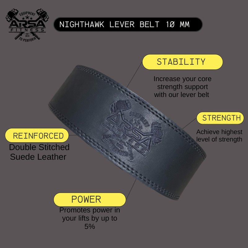 Arsa Fitness Weight Lifting Lever Belt | Lever Adjustable - Nighthawk (Small)