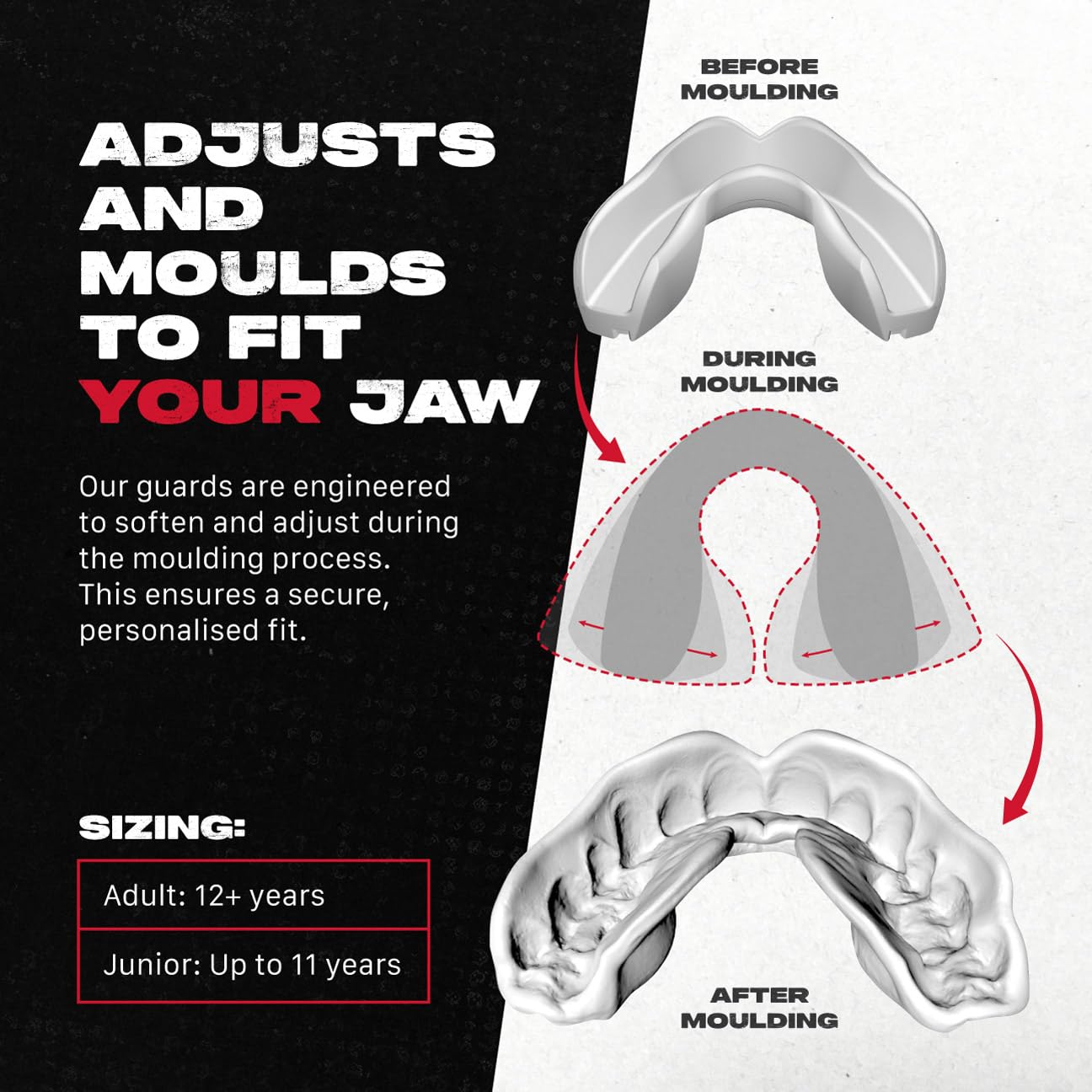 SAFEJAWZ Mouth Guard for Braces, Upper & Lower Protection Mouthguard with Case, Easy Fit Remoldable Mouthpiece for Football, Boxing, Lacrosse, MMA, Basketball & All Contact Sports (One Size, Ice Blue)