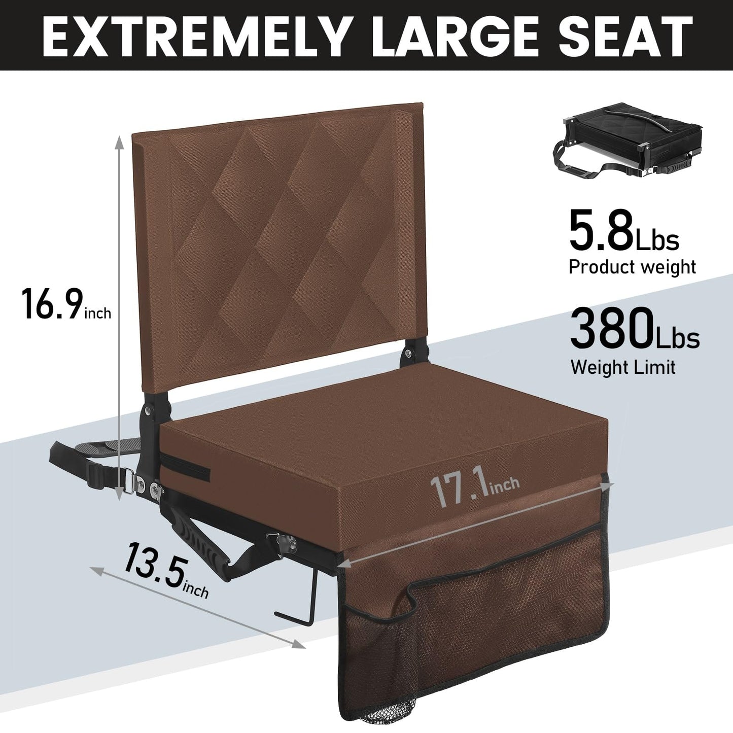 Sheenive Stadium Seats for Bleachers with Back Support, Bleacher Seats with Backs and Cushion Wide, Padded Portable Folding Comfort Stadium Chair with Shoulder Strap, Perfect for Sports Events