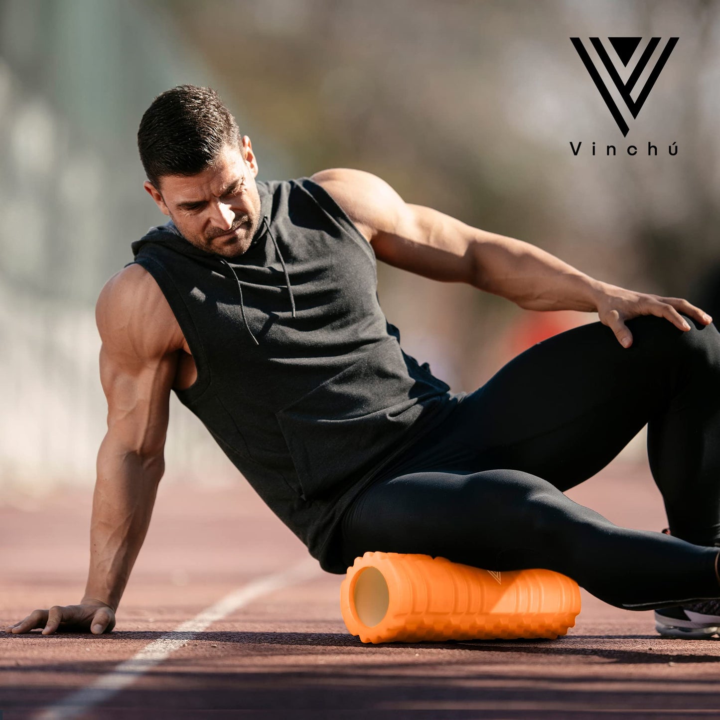 The Vinchu Foam Roller - Deep Tissue Massage Muscle Roller and Stretching Equipment for Sustainable Strength and Myofascial Trigger Point Release (Orange)