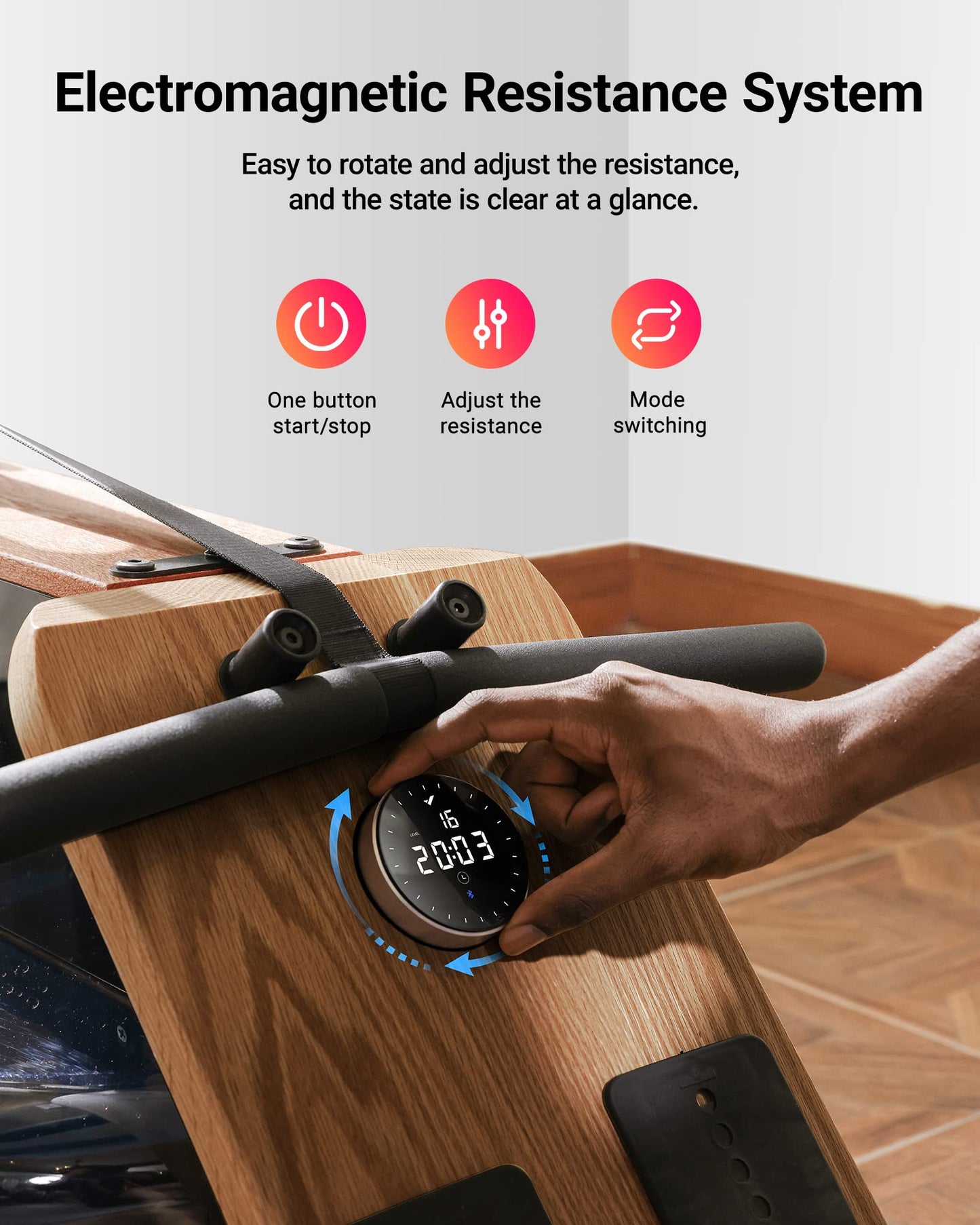 MERACH Foldable Wooden Rowing Machine, Water Electromagnetic Rower Machine for Home Use, Exclusive App Lifetime Membership, Patented Space Saver, MERACH Go Technology, 950