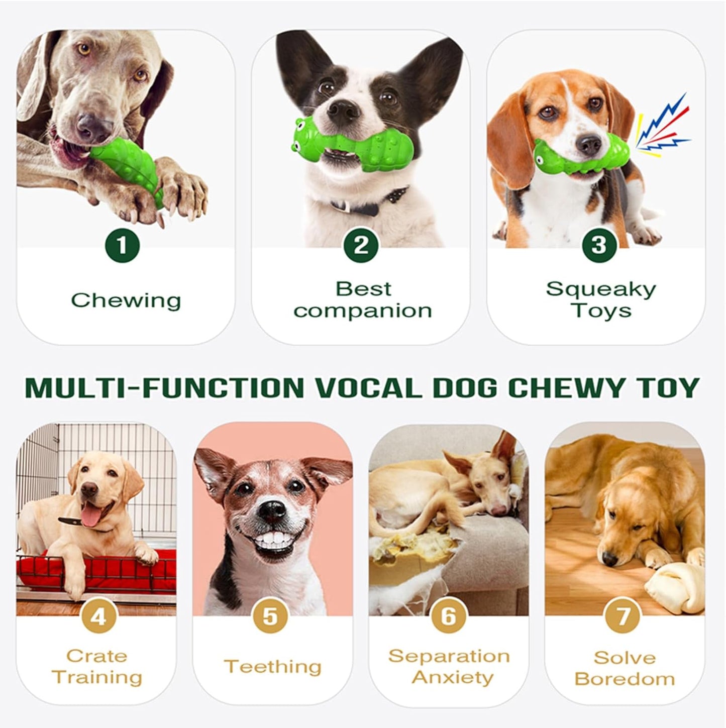 Indestructible Dog Toy for Aggressive Chewers - Durable Latex for Large Breeds | Tough Green Toy