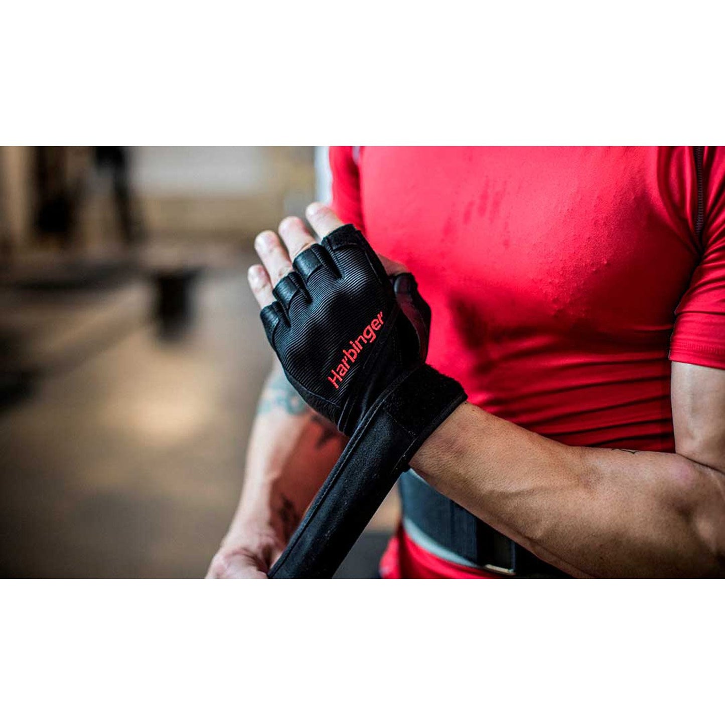 Harbinger Pro Wristwrap Weightlifting Gloves with Vented Cushioned Leather Palm (Pair), Medium, Black