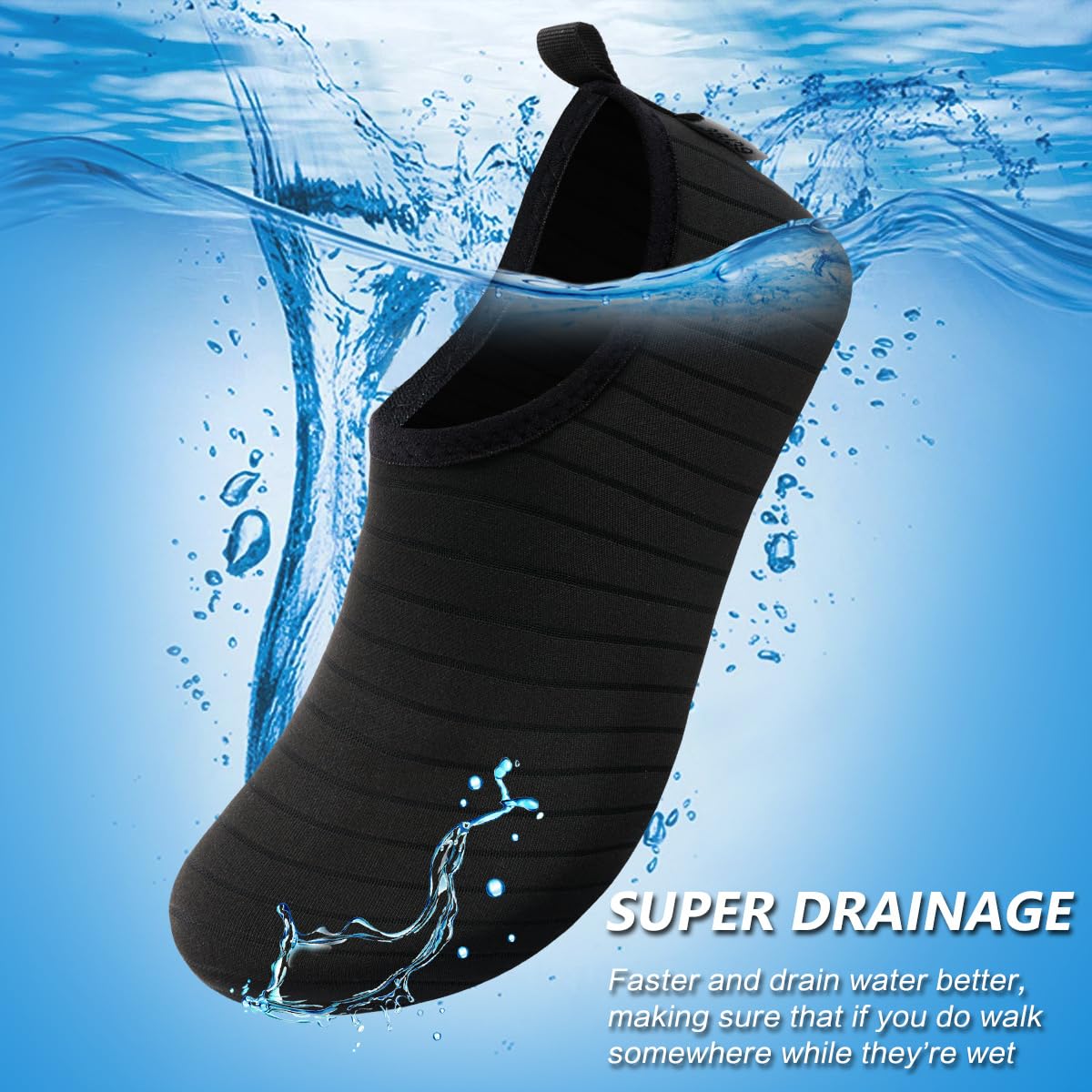 VIFUUR Water Sports Unisex Shoes Black - 9-10 W US / 7.5-8.5 M US (40-41)