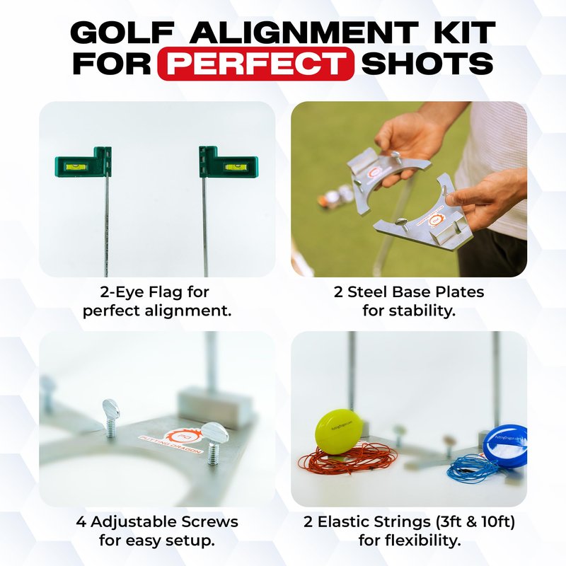 Putting Dragon® America's Premium Golf Training Aid-Perfect Golf Putting Aid for Alignment & Accuracy-Putter Training Aid with Built-in Levels-Durable Elastic Strings and Steel Base with Screws