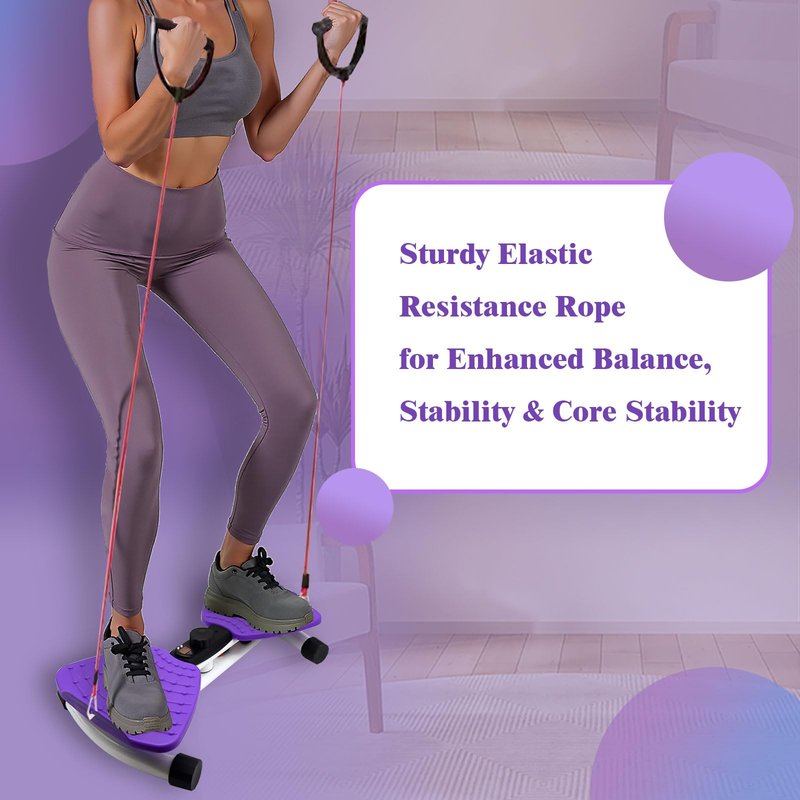 Nereusfwater Waist Twister Machine, 330 lbs Capacity, Noiseless Anti-Slip Twist Board with Resistance Bands, Adjustable Tension Knob & Foot Massage, Digital Display Tracks Time, Reps & Calories, Home Core Trainer for Men & Women (purple，with a display sc