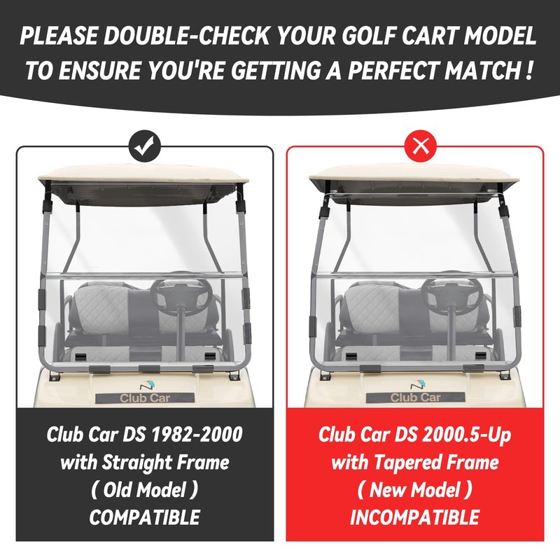SAMXOMAP Yamaha Golf Cart Windshield for 2007-2016 Yamaha G29/Drive, Transparent Foldable UV Protection and Shock Resistant Acrylic Windshield