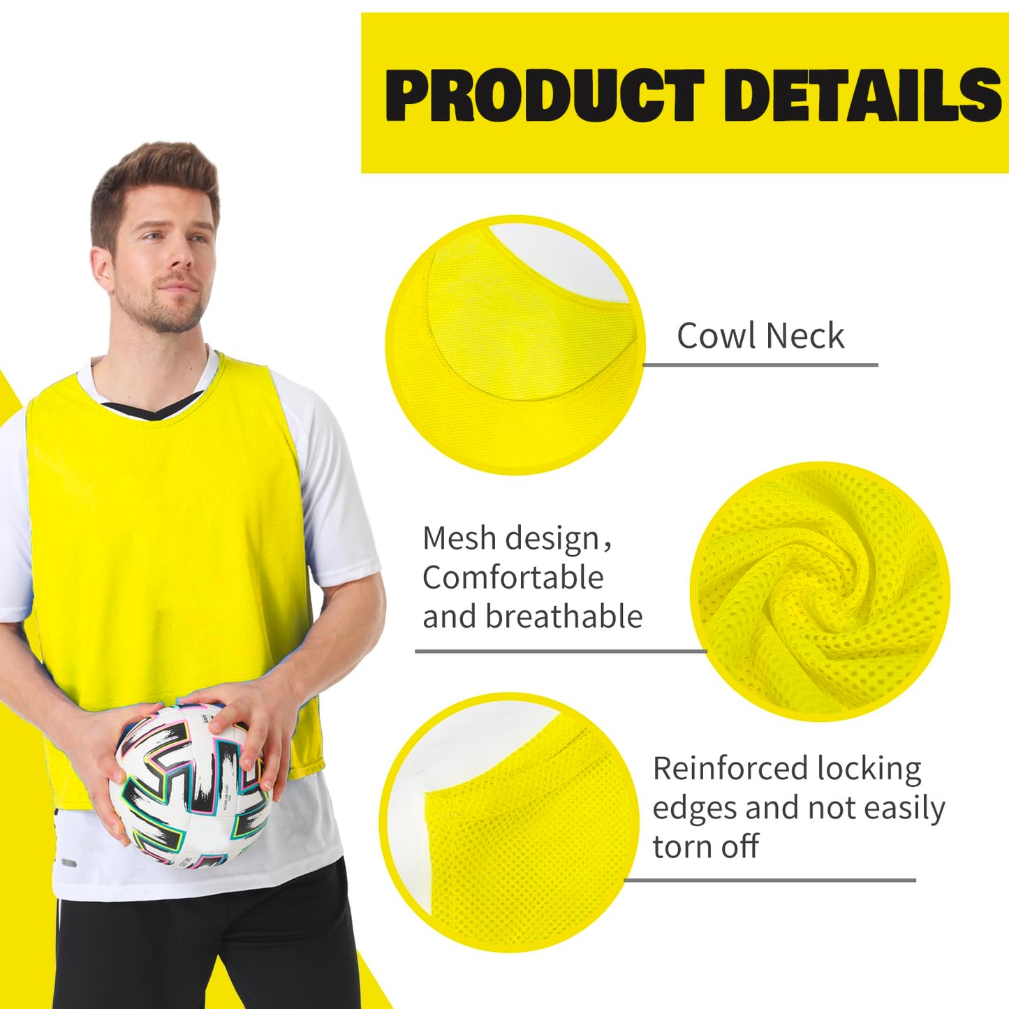 PULUOMASI 12/24/48PCS Pinnies Youth Team Pennies for Sports Kids and Scrimmage Vests for Soccer Basketball Jersey Practice