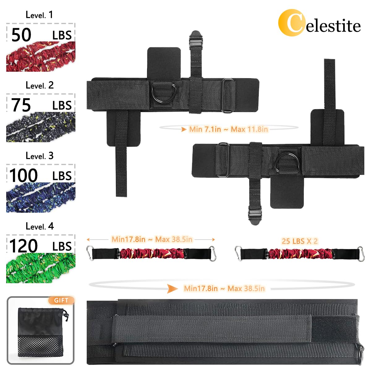 celestite Vertical Jump Trainer for Volleyball Basketball Home Gym, Vertimax Jump Machine Resistance Bands, Adjustable Jump Training Equipment Substitute Plyometric Jump Box (Height 5'3-6'8"-50lbs)