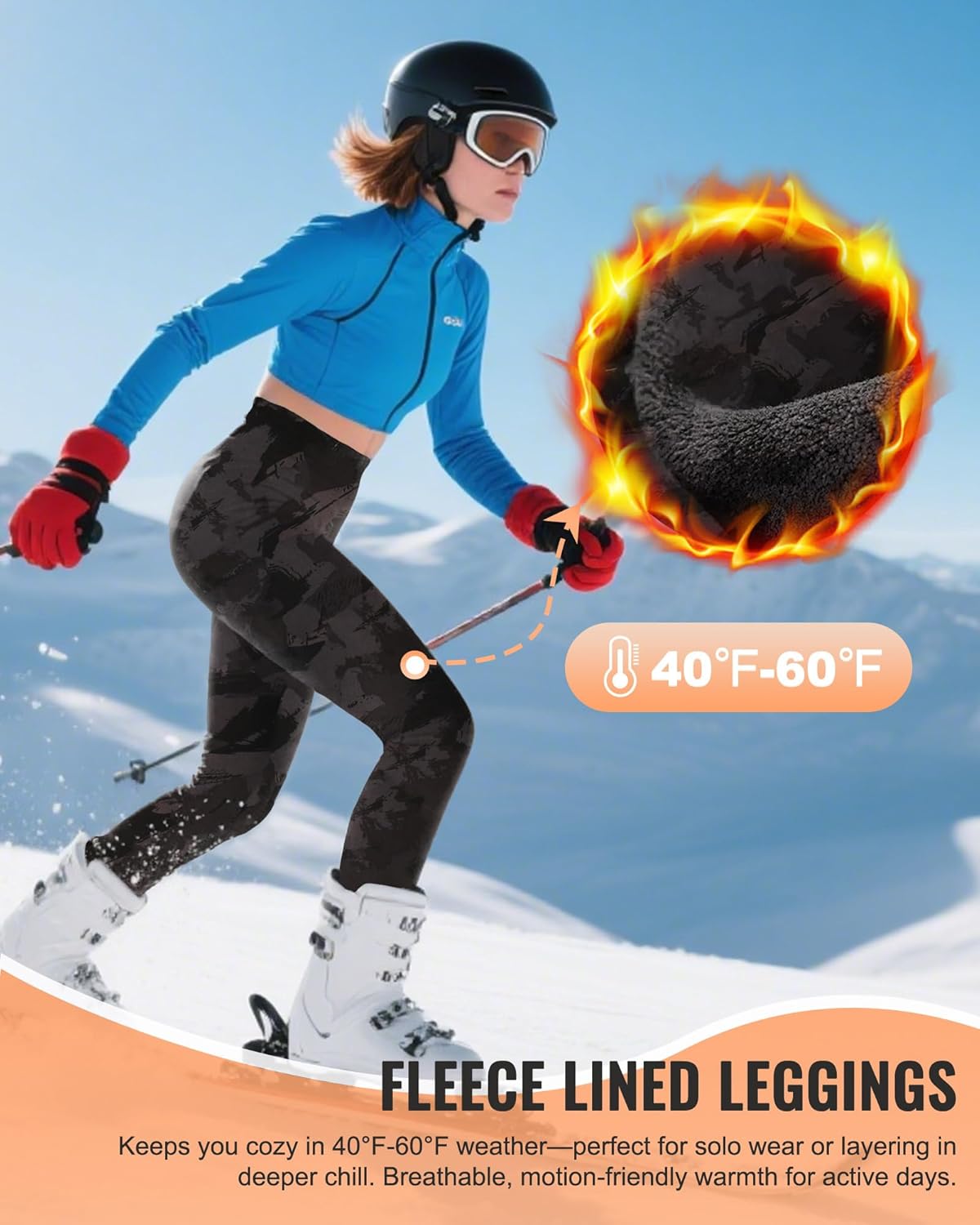 Fleece Lined Leggings for Women - Soft Tummy Control High Waisted Thermal Yoga Pants | Winter Workout & Hiking