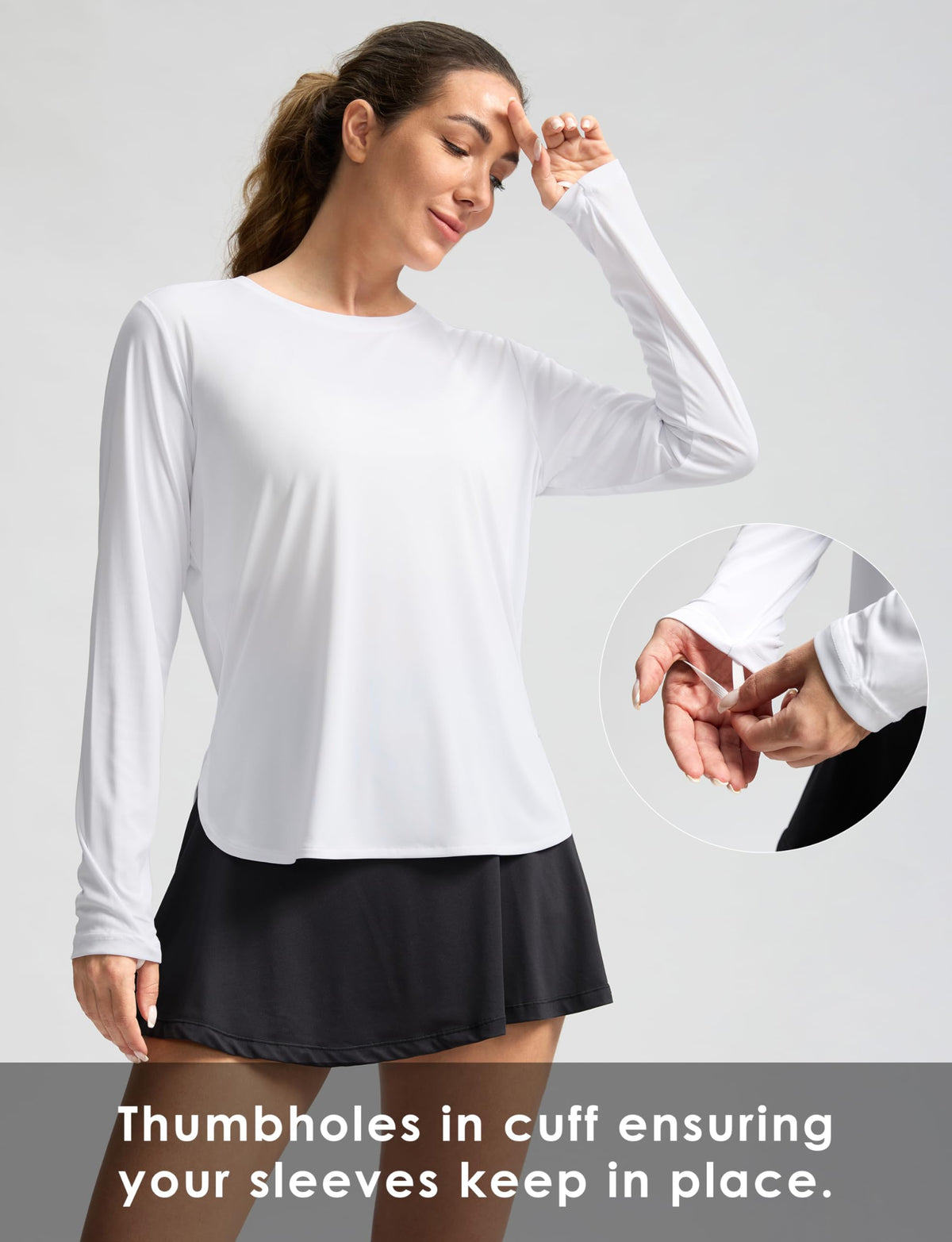 Women's Sun Shirts UPF 50+ Long Sleeve UV Protection Shirt Lightweight Quick Dry Workout Hiking Tops for Women(White,M)